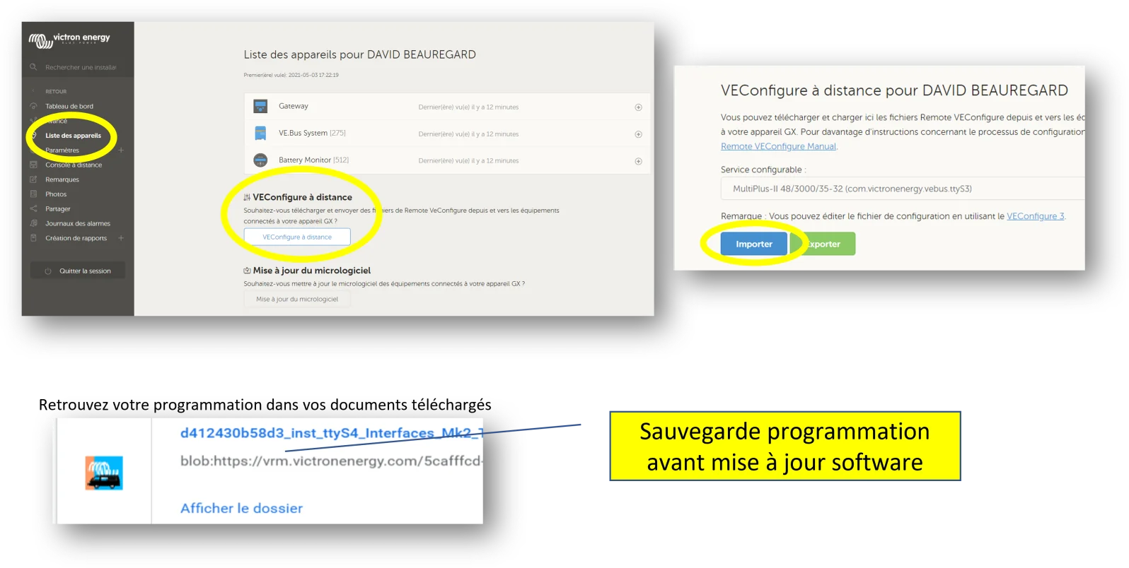 Sauvegarde de la configuration actuelle